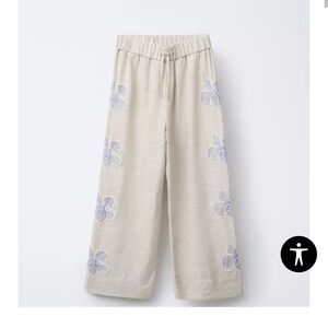Floral Embroidered Kids Pants